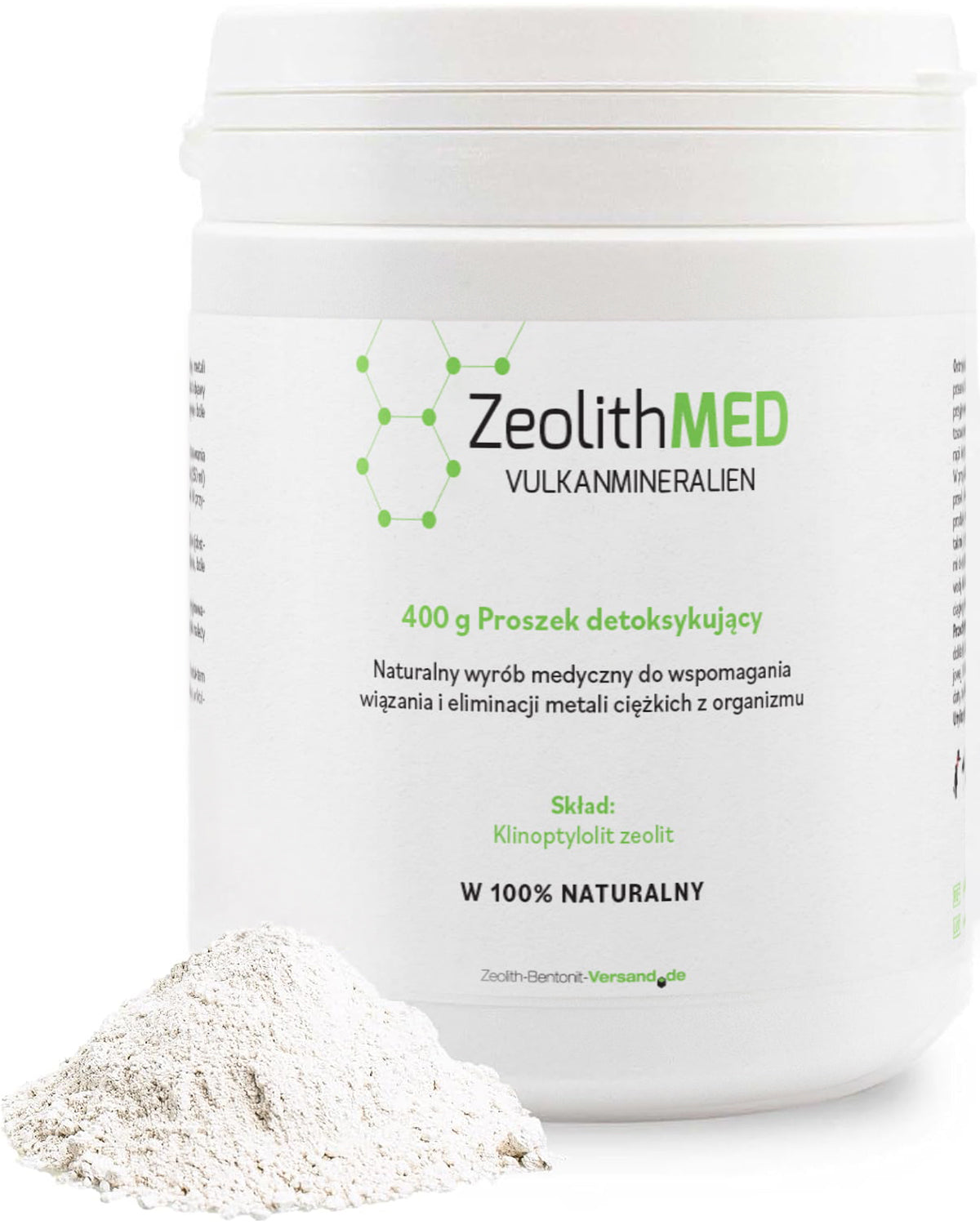 ZeolithMED 400g proszek detoksykujący organizm z metali ciężkich. Zeolit Wyrób Medyczny.